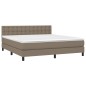 vidaXL Boxspringbett mit Matratze & LED Taupe 160x200 cm Stoff vidaXL Boxspringbett mit Matratze & LED Taupe 160x200 cm Stoff