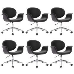 Drehbare Esszimmerstühle 6 Stk. Kunstleder Schwarz