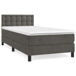 vidaXL Boxspringbett mit Matratze Dunkelgrau 90x190 cm Samt