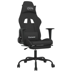 vidaXL Gaming-Stuhl mit Fußstütze Schwarz Stoff