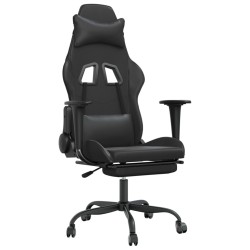 vidaXL Gaming-Stuhl mit Massage & Fußstütze Schwarz Kunstleder