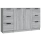 vidaXL Sideboards 3 Stk. Grau Sonoma Holzwerkstoff vidaXL Sideboards 3 Stk. Grau Sonoma Holzwerkstoff