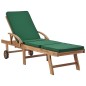 vidaXL Sonnenliegen mit Auflagen 2 Stk. Massivholz Teak Grün vidaXL Sonnenliegen mit Auflagen 2 Stk. Massivholz Teak Grün