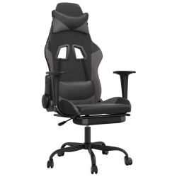 vidaXL Gaming-Stuhl mit Massage & Fußstütze Schwarz & Grau Kunstleder