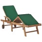 vidaXL Sonnenliegen mit Auflagen 2 Stk. Massivholz Teak Grün vidaXL Sonnenliegen mit Auflagen 2 Stk. Massivholz Teak Grün