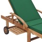 vidaXL Sonnenliegen mit Auflagen 2 Stk. Massivholz Teak Grün vidaXL Sonnenliegen mit Auflagen 2 Stk. Massivholz Teak Grün