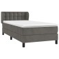 vidaXL Boxspringbett mit Matratze Dunkelgrau 90x190 cm Samt vidaXL Boxspringbett mit Matratze Dunkelgrau 90x190 cm Samt