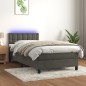 vidaXL Boxspringbett mit Matratze & LED Dunkelgrau 90x190 cm Samt vidaXL Boxspringbett mit Matratze & LED Dunkelgrau 90x190 cm Samt