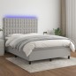 vidaXL Boxspringbett mit Matratze & LED Hellgrau 140x190 cm Stoff vidaXL Boxspringbett mit Matratze & LED Hellgrau 140x190 cm Stoff