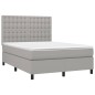 vidaXL Boxspringbett mit Matratze & LED Hellgrau 140x190 cm Stoff vidaXL Boxspringbett mit Matratze & LED Hellgrau 140x190 cm Stoff