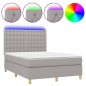 vidaXL Boxspringbett mit Matratze & LED Hellgrau 140x200 cm Stoff vidaXL Boxspringbett mit Matratze & LED Hellgrau 140x200 cm Stoff