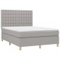 vidaXL Boxspringbett mit Matratze & LED Hellgrau 140x200 cm Stoff vidaXL Boxspringbett mit Matratze & LED Hellgrau 140x200 cm Stoff