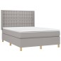 vidaXL Boxspringbett mit Matratze & LED Hellgrau 140x190 cm Stoff vidaXL Boxspringbett mit Matratze & LED Hellgrau 140x190 cm Stoff