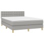 vidaXL Boxspringbett mit Matratze Hellgrau 140x190 cm Stoff vidaXL Boxspringbett mit Matratze Hellgrau 140x190 cm Stoff