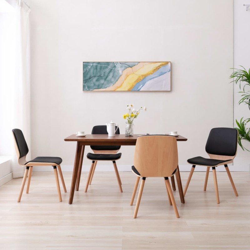 Esszimmerstühle 4 Stk. Schwarz Kunstleder Esszimmerstühle 4 Stk. Schwarz Kunstleder