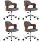 Drehbare Esszimmerstühle 4 Stk. Grau Bugholz und Stoff Drehbare Esszimmerstühle 4 Stk. Grau Bugholz und Stoff