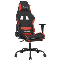 vidaXL Gaming-Stuhl mit Massage & Fußstütze Schwarz und Rot Stoff
