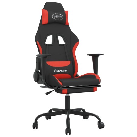 vidaXL Gaming-Stuhl mit Massage & Fußstütze Schwarz und Rot Stoff