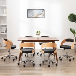 Drehbare Esszimmerstühle 6 Stk. Schwarz Bugholz und Kunstleder