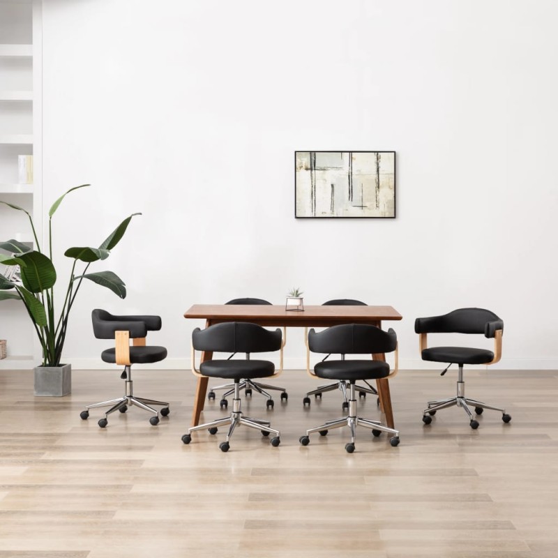 Drehbare Esszimmerstühle 6 Stk. Schwarz Kunstleder Drehbare Esszimmerstühle 6 Stk. Schwarz Kunstleder