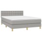 vidaXL Boxspringbett mit Matratze & LED Hellgrau 140x200 cm Stoff vidaXL Boxspringbett mit Matratze & LED Hellgrau 140x200 cm Stoff