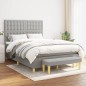 vidaXL Boxspringbett mit Matratze Hellgrau 140x190 cm Stoff vidaXL Boxspringbett mit Matratze Hellgrau 140x190 cm Stoff