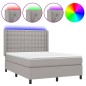 vidaXL Boxspringbett mit Matratze & LED Hellgrau 140x190 cm Stoff vidaXL Boxspringbett mit Matratze & LED Hellgrau 140x190 cm Stoff
