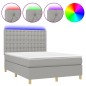 vidaXL Boxspringbett mit Matratze & LED Hellgrau 140x190 cm Stoff vidaXL Boxspringbett mit Matratze & LED Hellgrau 140x190 cm Stoff