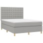 vidaXL Boxspringbett mit Matratze & LED Hellgrau 140x190 cm Stoff vidaXL Boxspringbett mit Matratze & LED Hellgrau 140x190 cm Stoff