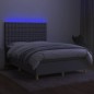vidaXL Boxspringbett mit Matratze & LED Hellgrau 140x190 cm Stoff vidaXL Boxspringbett mit Matratze & LED Hellgrau 140x190 cm Stoff