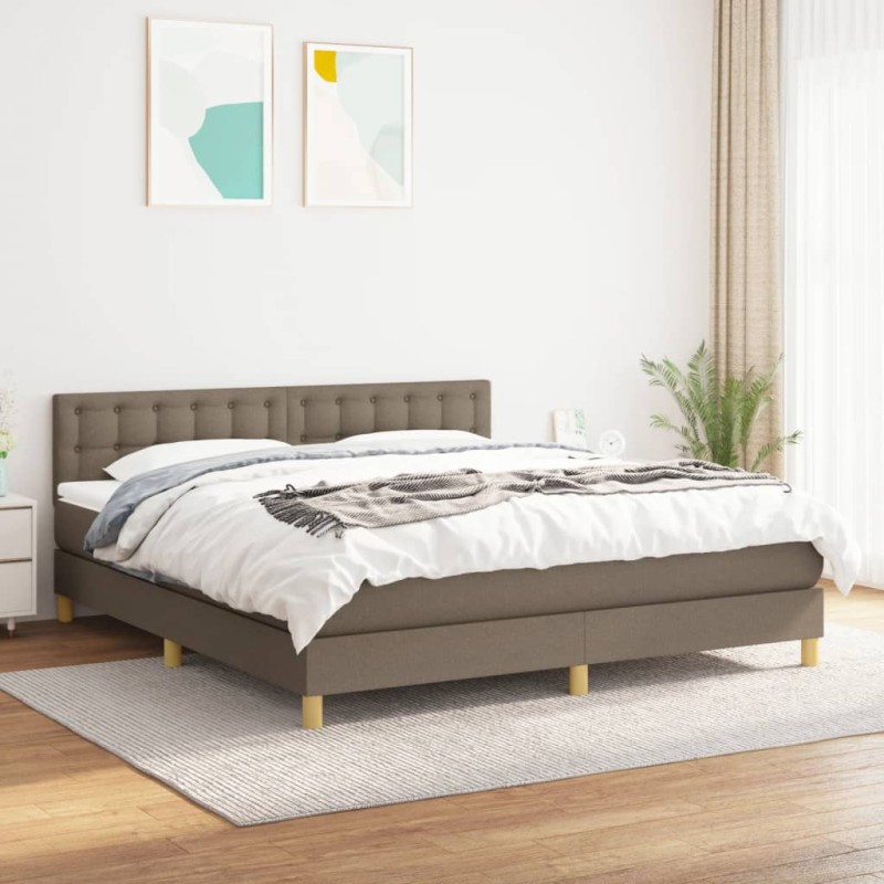 vidaXL Boxspringbett mit Matratze Taupe 160x200 cm Stoff vidaXL Boxspringbett mit Matratze Taupe 160x200 cm Stoff