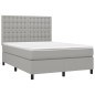 vidaXL Boxspringbett mit Matratze Hellgrau 140x190 cm Stoff vidaXL Boxspringbett mit Matratze Hellgrau 140x190 cm Stoff