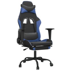 vidaXL Gaming-Stuhl mit Fußstütze Schwarz und Blau Kunstleder