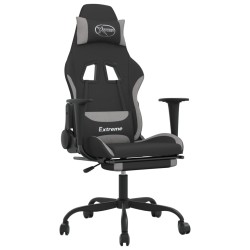 vidaXL Gaming-Stuhl mit Fußstütze Schwarz und Hellgrau Stoff