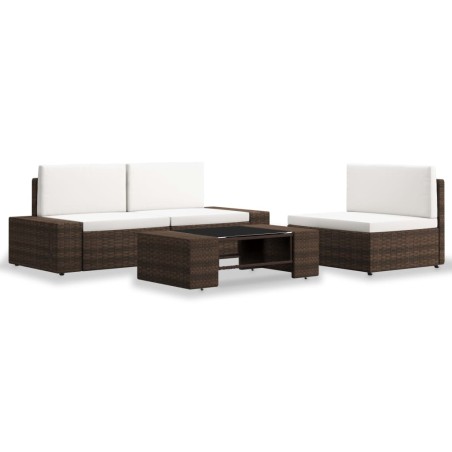 4-tlg. Garten-Lounge-Set Poly Rattan Braun