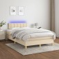 vidaXL Boxspringbett mit Matratze & LED Creme 120x200 cm Stoff vidaXL Boxspringbett mit Matratze & LED Creme 120x200 cm Stoff