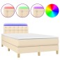 vidaXL Boxspringbett mit Matratze & LED Creme 120x200 cm Stoff vidaXL Boxspringbett mit Matratze & LED Creme 120x200 cm Stoff