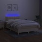 vidaXL Boxspringbett mit Matratze & LED Creme 120x200 cm Stoff vidaXL Boxspringbett mit Matratze & LED Creme 120x200 cm Stoff