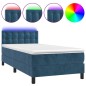 vidaXL Boxspringbett mit Matratze & LED Dunkelblau 90x190 cm Samt vidaXL Boxspringbett mit Matratze & LED Dunkelblau 90x190 cm Samt