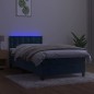 vidaXL Boxspringbett mit Matratze & LED Dunkelblau 90x190 cm Samt vidaXL Boxspringbett mit Matratze & LED Dunkelblau 90x190 cm Samt