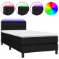 vidaXL Boxspringbett mit Matratze & LED Schwarz 100x200 cm Stoff vidaXL Boxspringbett mit Matratze & LED Schwarz 100x200 cm Stoff