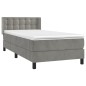 vidaXL Boxspringbett mit Matratze Hellgrau 100x200 cm Samt vidaXL Boxspringbett mit Matratze Hellgrau 100x200 cm Samt