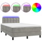 vidaXL Boxspringbett mit Matratze & LED Hellgrau 120x200 cm Samt vidaXL Boxspringbett mit Matratze & LED Hellgrau 120x200 cm Samt