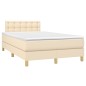 vidaXL Boxspringbett mit Matratze Creme 120x200 cm Stoff vidaXL Boxspringbett mit Matratze Creme 120x200 cm Stoff