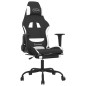 vidaXL Gaming-Stuhl mit Fußstütze Schwarz und Weiß Stoff vidaXL Gaming-Stuhl mit Fußstütze Schwarz und Weiß Stoff