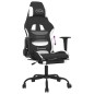vidaXL Gaming-Stuhl mit Fußstütze Schwarz und Weiß Stoff vidaXL Gaming-Stuhl mit Fußstütze Schwarz und Weiß Stoff