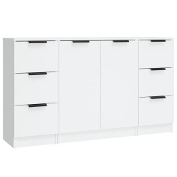 vidaXL Sideboards 3 Stk. Weiß Holzwerkstoff