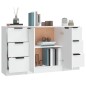 vidaXL Sideboards 3 Stk. Weiß Holzwerkstoff vidaXL Sideboards 3 Stk. Weiß Holzwerkstoff