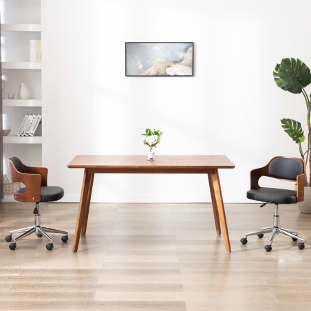 Drehbare Esszimmerstühle 2 Stk. Schwarz Bugholz und Kunstleder