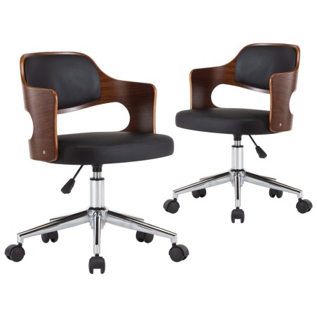 Drehbare Esszimmerstühle 2 Stk. Schwarz Bugholz und Kunstleder
